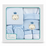 Set Nascita Neonato 5 Pezzi 100% Cotone con Cappellino, Muffolette, Bavetto e Completo Tutina art. LJ3591 dis. 02 - Les Jolies