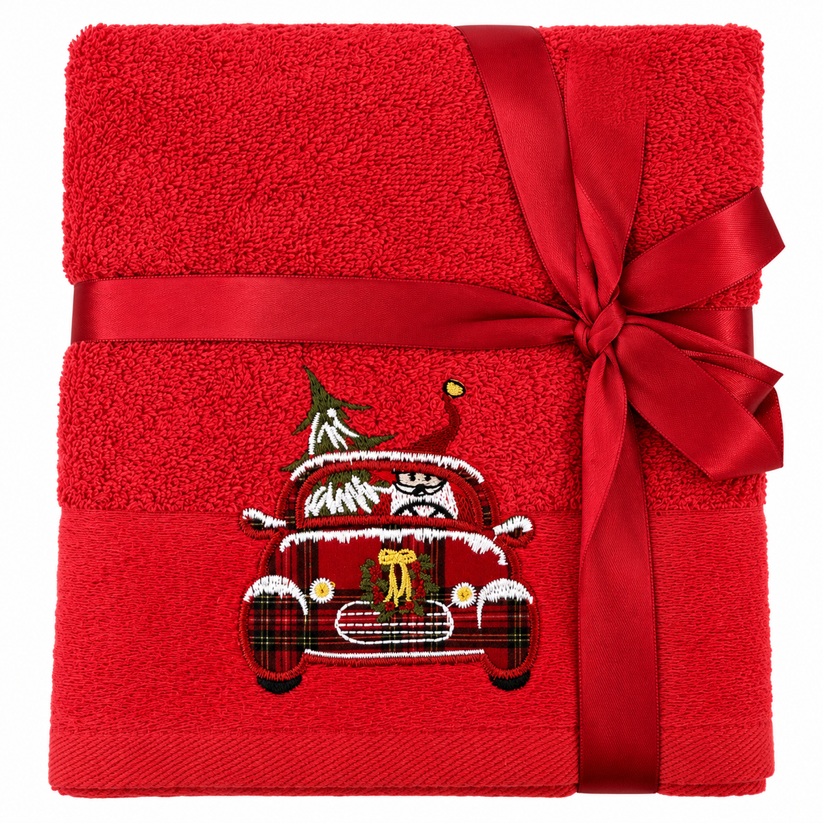 Set Asciugamani Natalizi 1+1 Viso e Ospite Times Square dis. Babbo Natale 100% Cotone - Botticelli Home