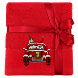 Set Asciugamani Natalizi 1+1 Viso e Ospite Times Square dis. Babbo Natale 100% Cotone - Botticelli Home