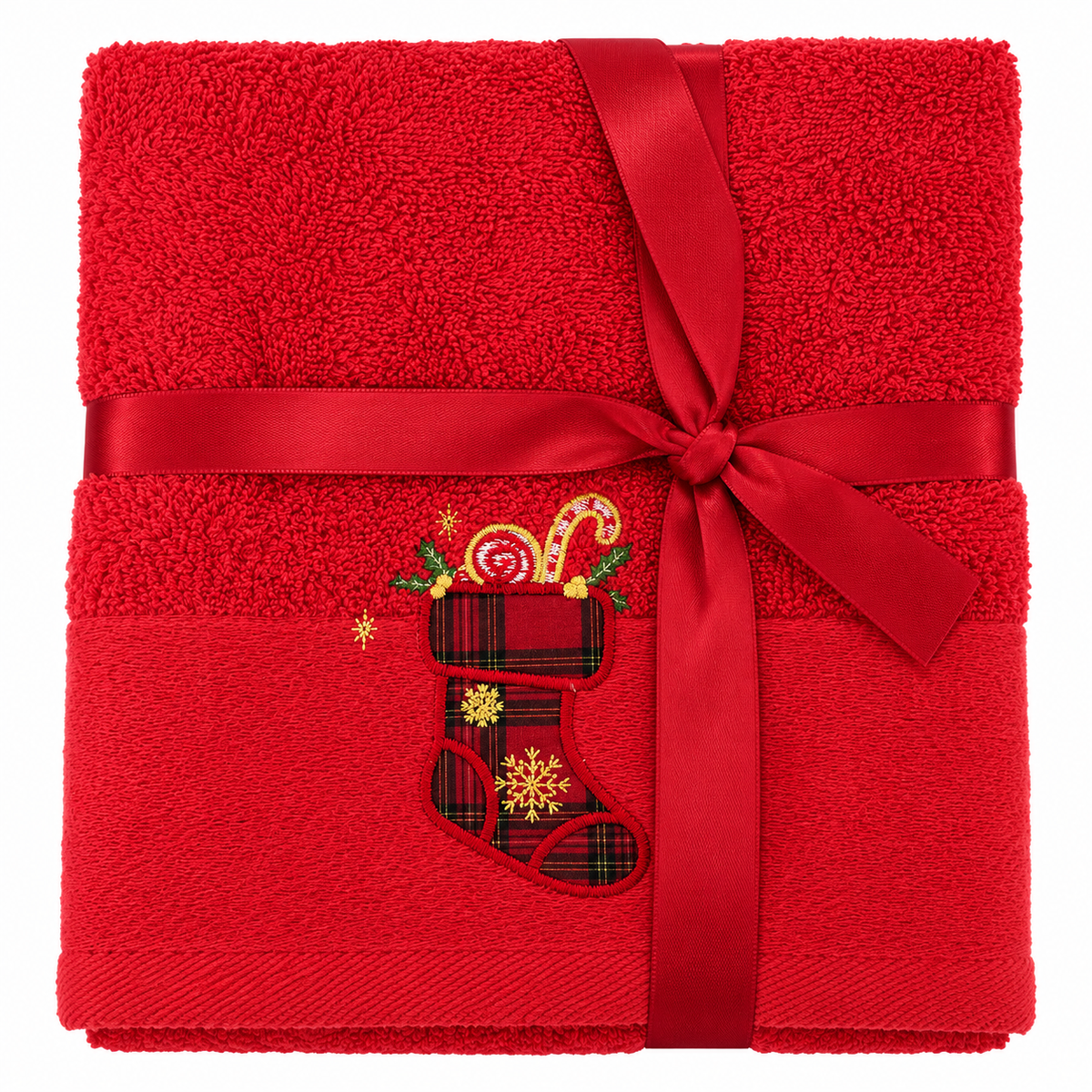 Set Asciugamani Natalizi 1+1 Viso e Ospite Times Square dis. Calza 100% Cotone - Botticelli Home
