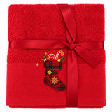 Set Asciugamani Natalizi 1+1 Viso e Ospite Times Square dis. Calza 100% Cotone - Botticelli Home