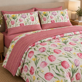 Completo Lenzuola Matrimoniale Tulipani 100% Cotone - Mon Amour