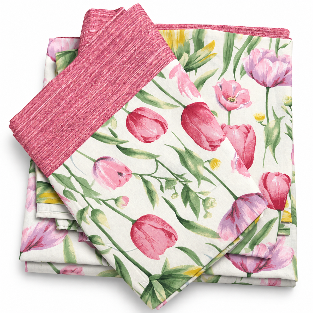 Completo Lenzuola Matrimoniale Tulipani 100% Cotone - Mon Amour
