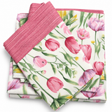 Completo Lenzuola Matrimoniale Tulipani 100% Cotone - Mon Amour