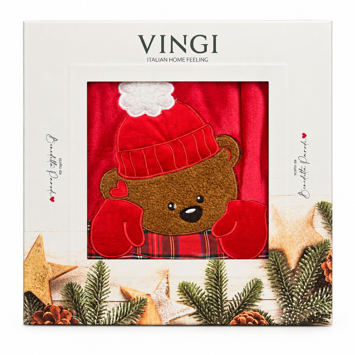 Plaid Natalizio Luna Design Orso 130x170cm - Vingi