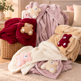 Plaid My Teddy in Flannel con Orsetto Applicato 155x205 cm - L'Atelier17
