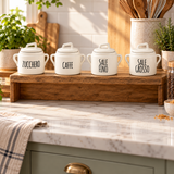 Barattolo in Ceramica con Manici e Coperchio per Zucchero, Caffè, Sale Fino o Grosso, 12,5x11xh13,5cm - Cucina&Cottura