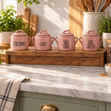 Barattolo in Ceramica con Manici e Coperchio per Zucchero, Caffè, Sale Fino o Grosso, 12,5x11xh13,5cm - Cucina&Cottura