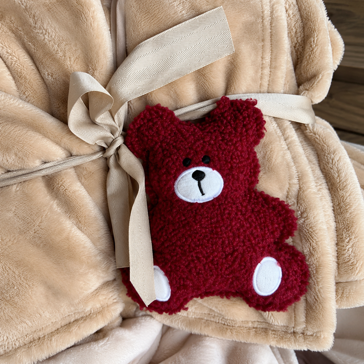 Plaid My Teddy in Flannel con Orsetto Applicato 155x205 cm - L'Atelier17