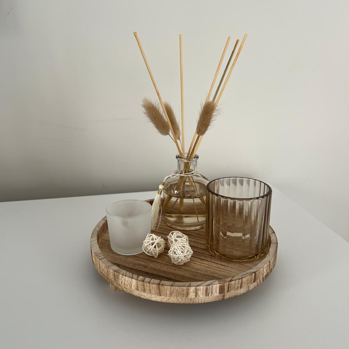 Kit Profumatore Ambiente AD Fragrance con Vassoio Decorativo – Rosa e Avorio