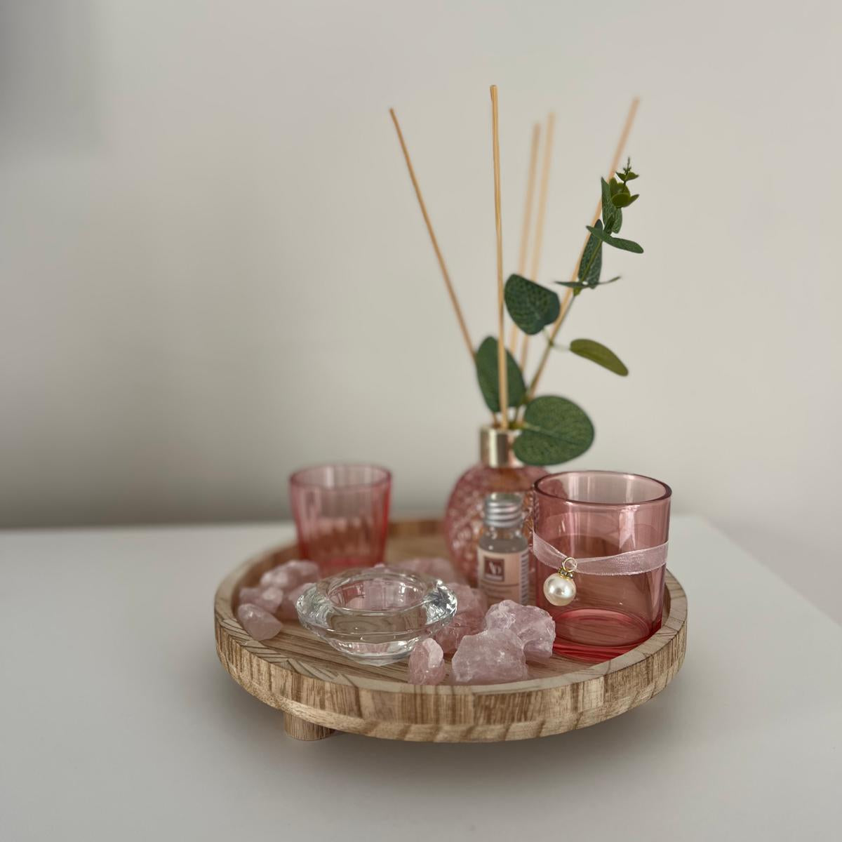 Kit Profumatore Ambiente AD Fragrance con Vassoio Decorativo – Rosa e Avorio
