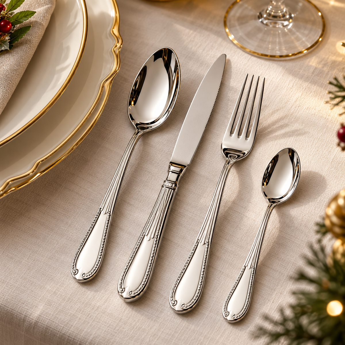 Set 24 Posate Elisabeth Acciaio Inox 18/10 Lucido in Scatola Vetrina - Domus&Design