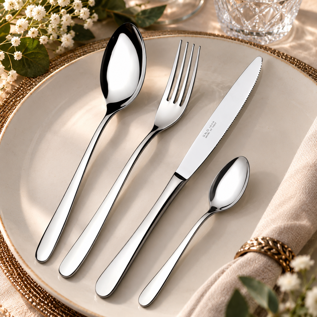 Set 24 Posate Venere Acciaio Inox 18/10 Lucido in Scatola Vetrina - Domus&Design