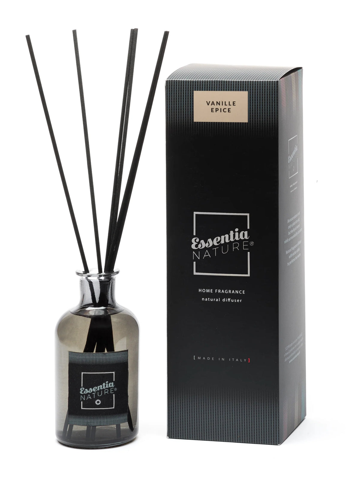 Diffusore Naturale Luxury in Vetro Scuro e Midollini Vanille Epice 250 ml - Essentia