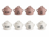 Barattolo in Ceramica con Manici e Coperchio per Zucchero, Caffè, Sale Fino o Grosso, 12,5x11xh13,5cm - Cucina&Cottura