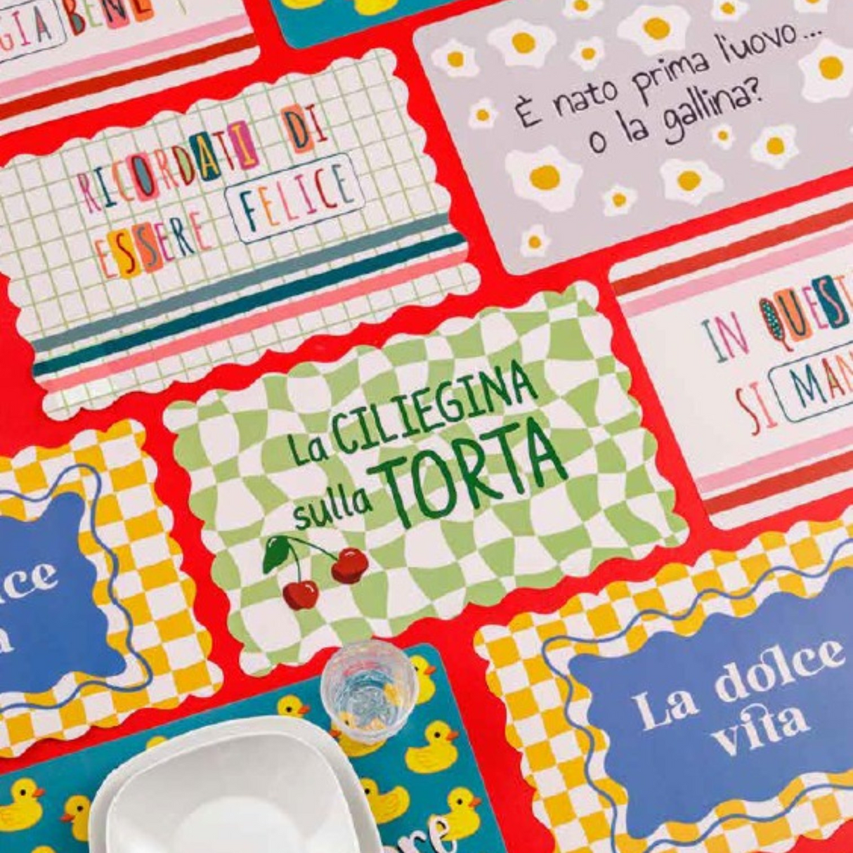 Set 2 Tovagliette Sagomate "Ricordati di essere felice" 43,5x28,5 cm - Montemaggi