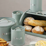 Kitchen Set Barattoli Sale e Zucchero in Metallo Verde Salvia 11x11x11 cm - Montemaggi