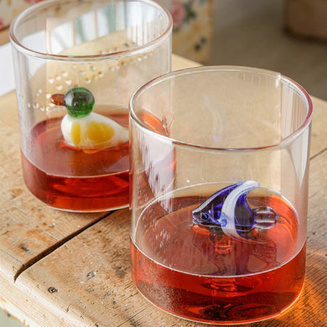 Set 6 Bicchieri Acqua 320ml con Decorazione Interna Animaletti in Vetro Borosilicato - Montemaggi