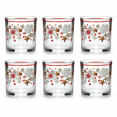 Set 6 Bicchieri Natalizi Alighieri Vintage in Vetro 250 ml - Gusto Casa