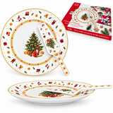 Piatto Panettone Christmas Tree Gold con Paletta Coordinata - Arca
