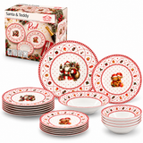 Servizio Piatti Natalizio 18pz Christmas Santa & Teddy Red - Arca