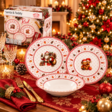 Servizio Piatti Natalizio 18pz Christmas Santa & Teddy Red - Arca