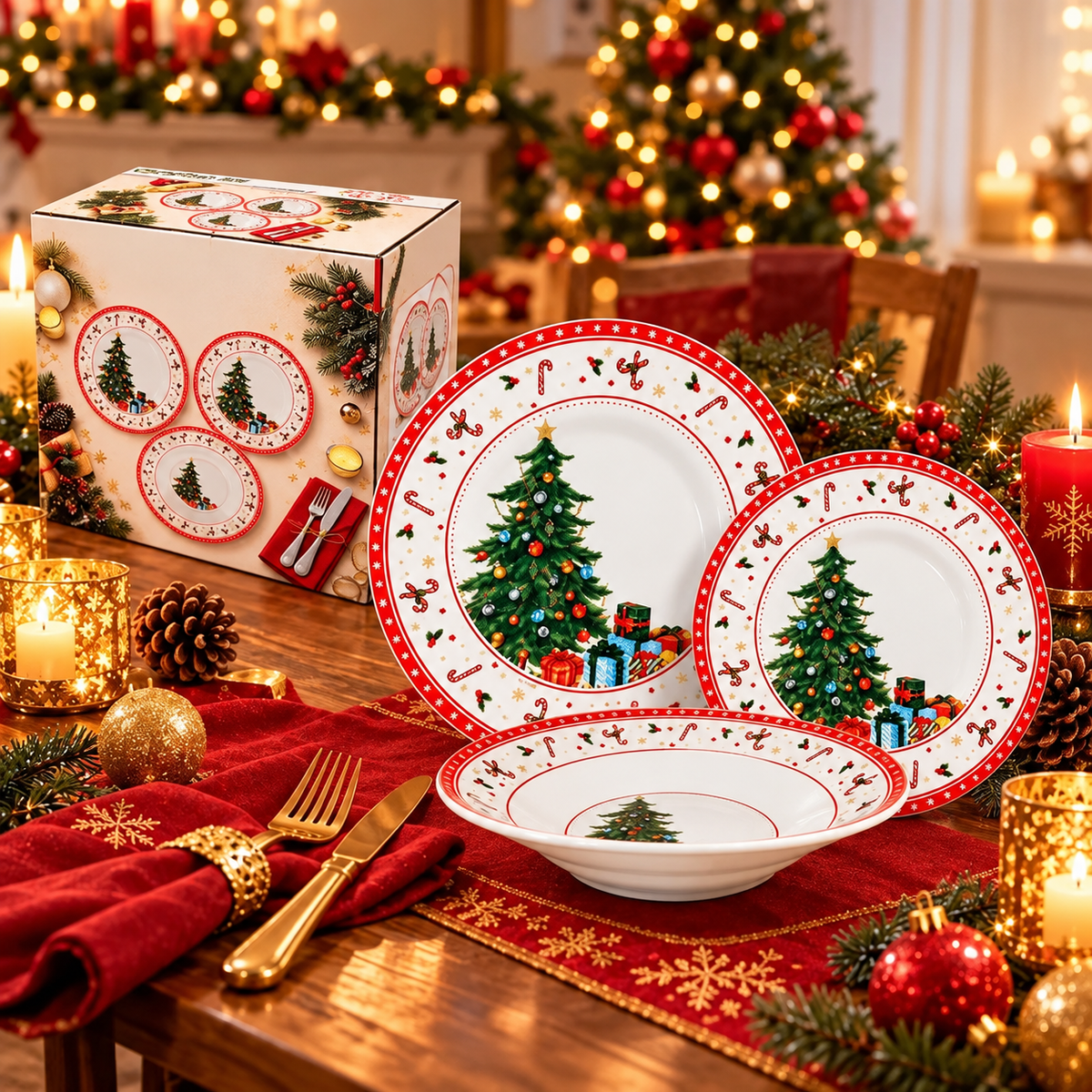 Servizio Piatti Natalizio 18pz Christmas Joy - Arca