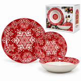 Servizio Piatti Natalizio 18pz Christmas Snowflakes - Vestiamo Casa