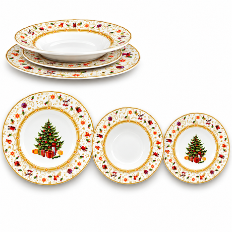 Servizio Piatti Natalizio 18pz Christmas Tree Gold - Arca