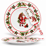 Piatto Panettone Santa Claus con Paletta Coordinata - Arca