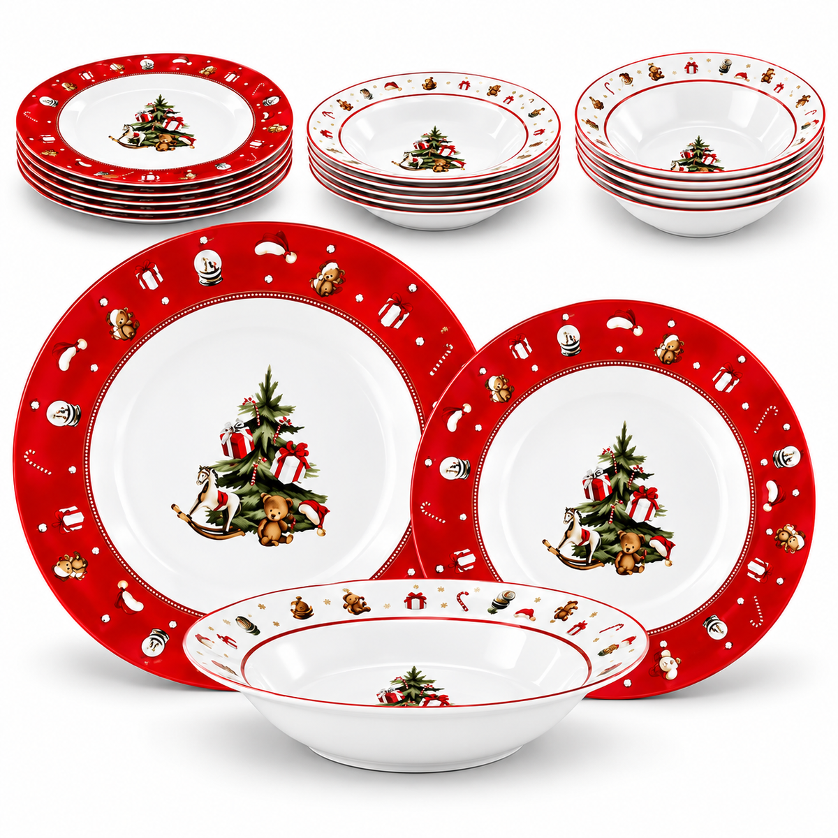Servizio Piatti Natalizio 18pz Christmas Albero - Arca