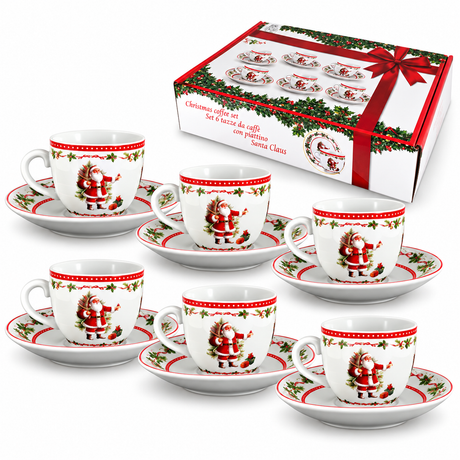 Set 6 Tazzine da Caffè con Piattino Santa Claus - Arca