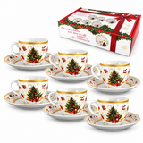 Set 6 Tazzine da Caffè con Piattino Christmas Tree Gold - Arca