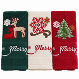 Set 3 Strofinacci Natalizi Merry Christmas 100% Cotone - Vingi
