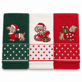 Set 3 Strofinacci Natalizi Pois Xmas Bassotti 100% Cotone - Vingi