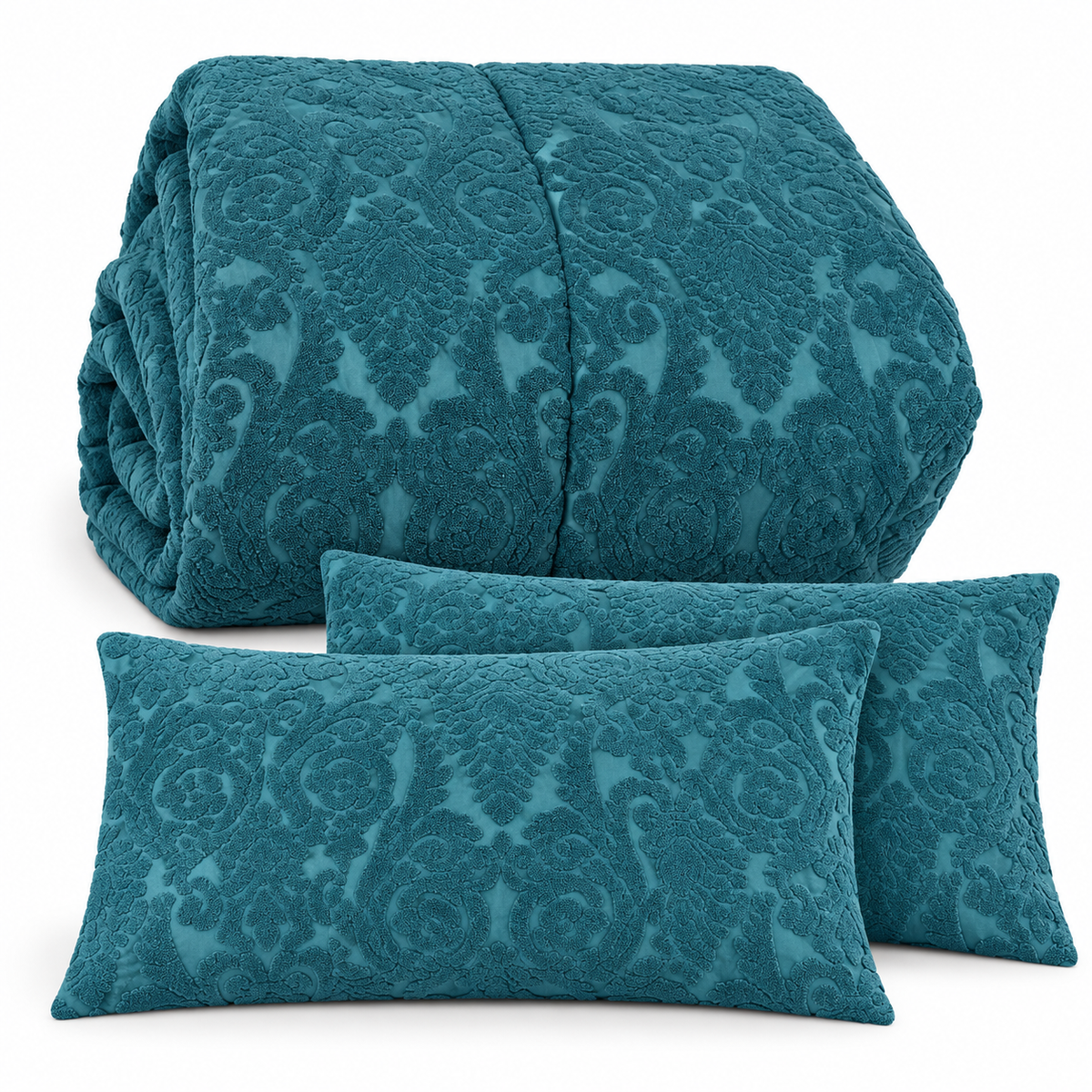 Trapunta Matrimoniale Dayane Effetto Velluto Jacquard 300 g/m² con Federe Coordinate - L'Atelier17