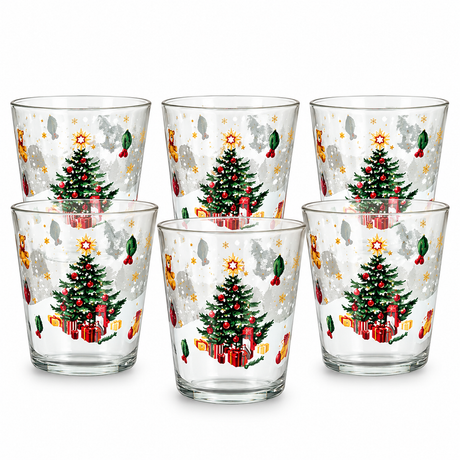 Set 6 Bicchieri Natalizi Christmas Tree in Vetro 300 ml - Arca