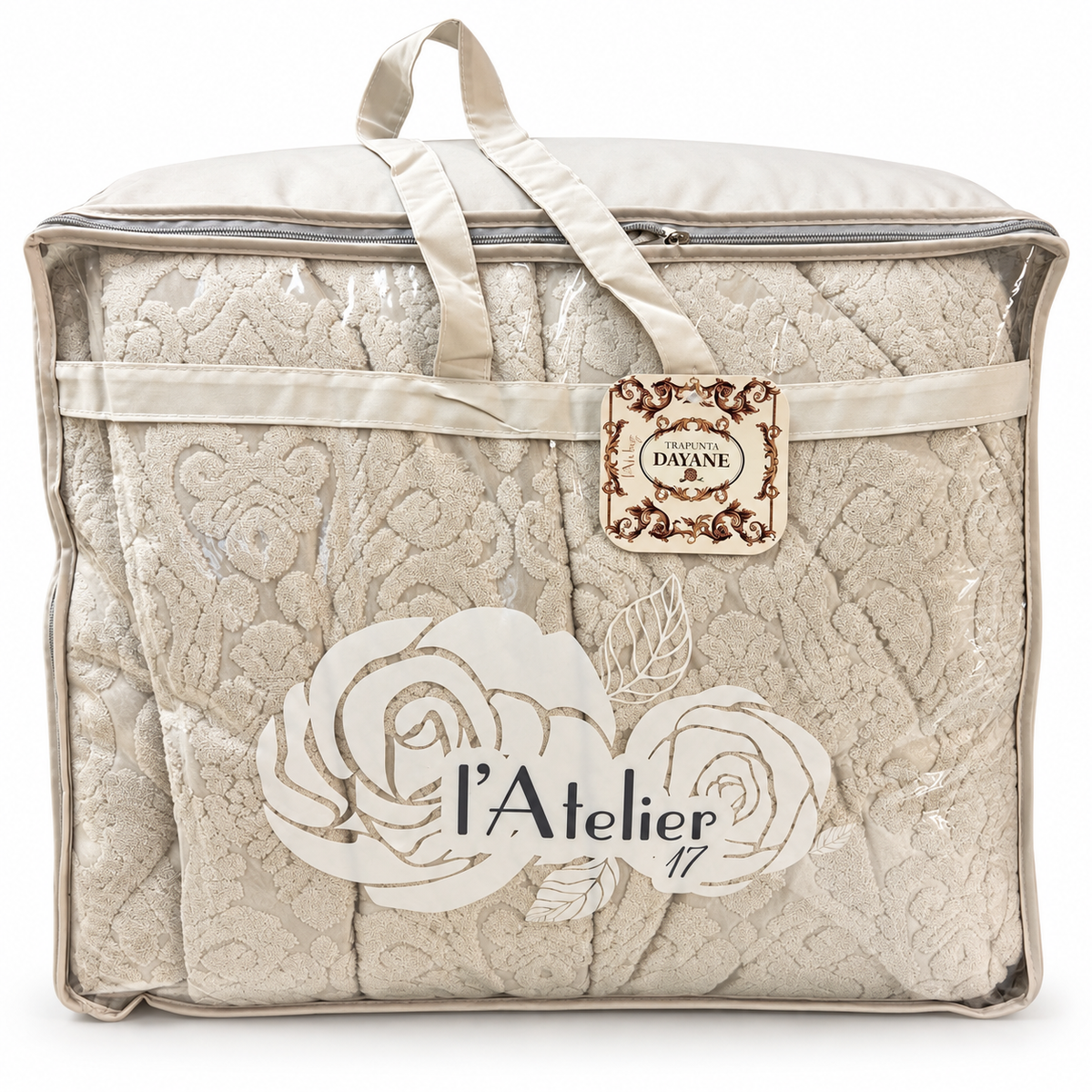 Trapunta Matrimoniale Dayane Effetto Velluto Jacquard 300 g/m² con Federe Coordinate - L'Atelier17