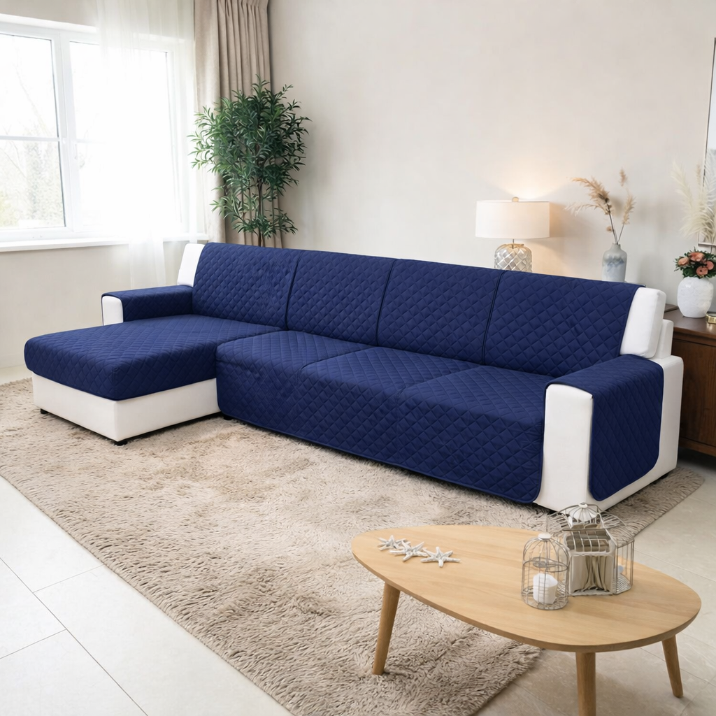 Copridivano con Penisola Genius Smart 4 Posti da 245 a 275 cm - Biancaluna