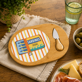 Set Tagliere Sardine Montemaggi in Bamboo e Ceramica con Coltello 29x19 cm