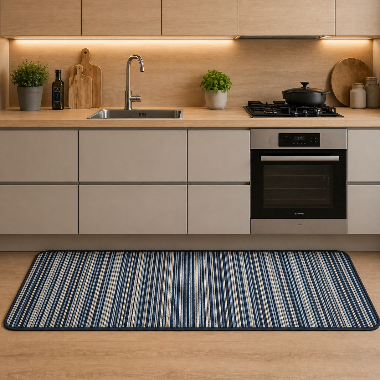Tappeto Mille Righe Karì Antiscivolo Made in Italy Cinigliato Lavabile Cucina Corridoio