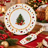 Piatto Panettone Christmas Tree Gold con Paletta Coordinata - Arca