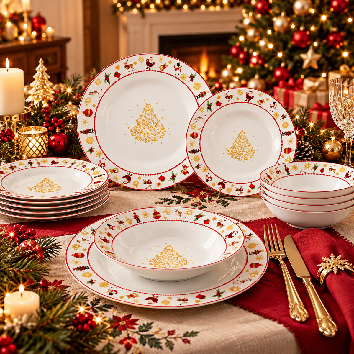 Servizio Piatti Natalizio 18pz Christmas Charm - Arca