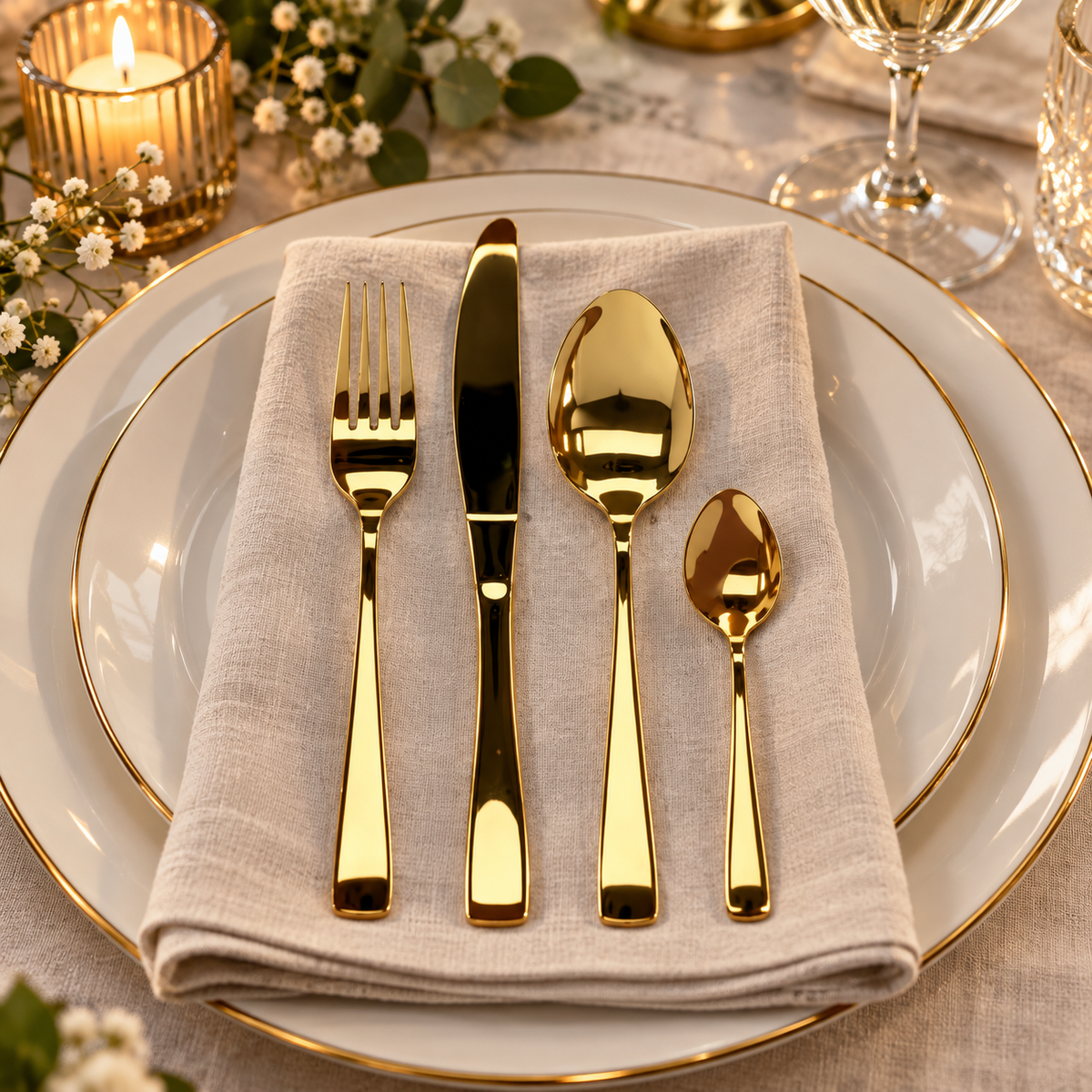 Servizio Posate 24 Pezzi Pacho Shiny Gold in Acciaio Inox - Cucina & Cottura