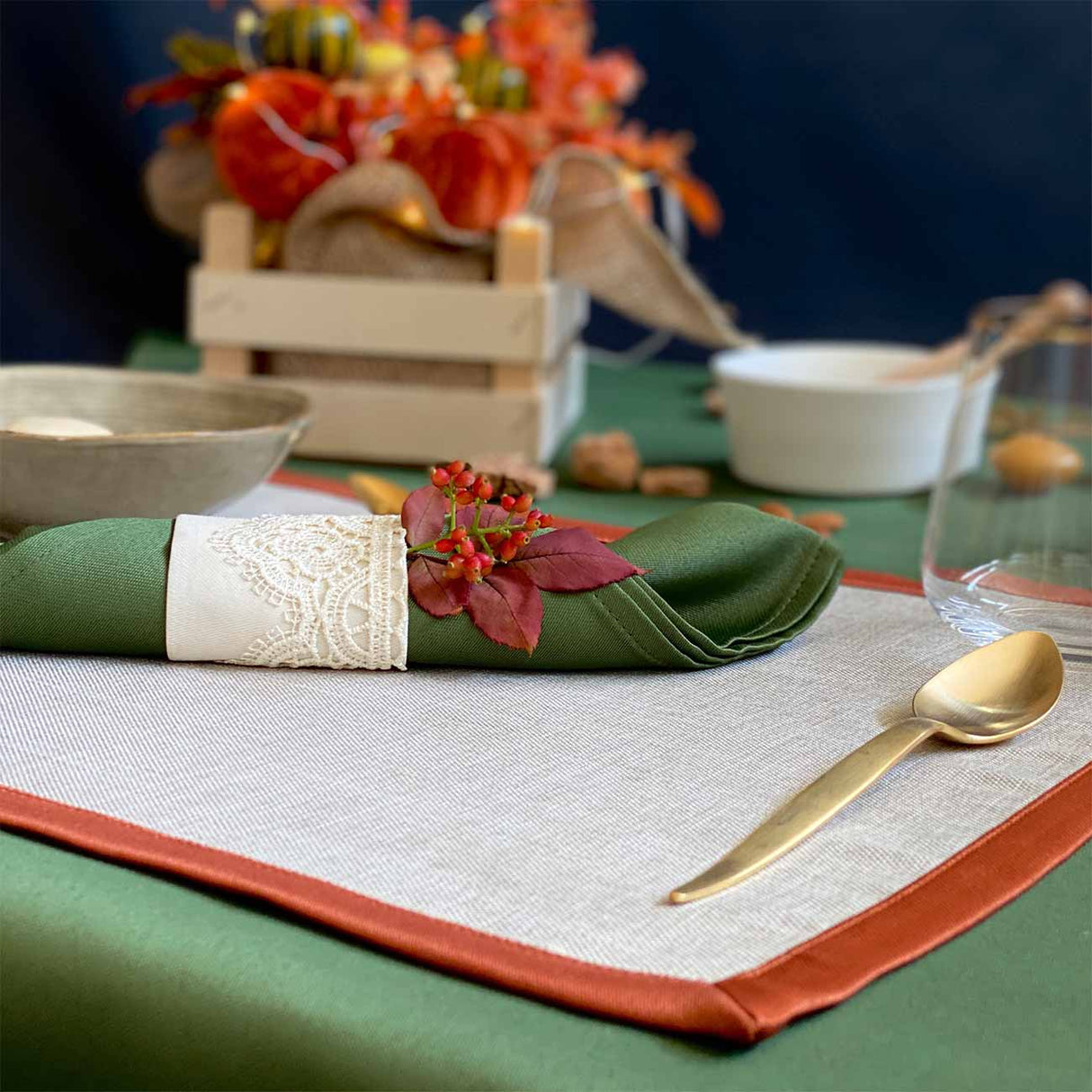Set di 2 Tovagliette all’americana antimacchia in lino pavone - Magilù