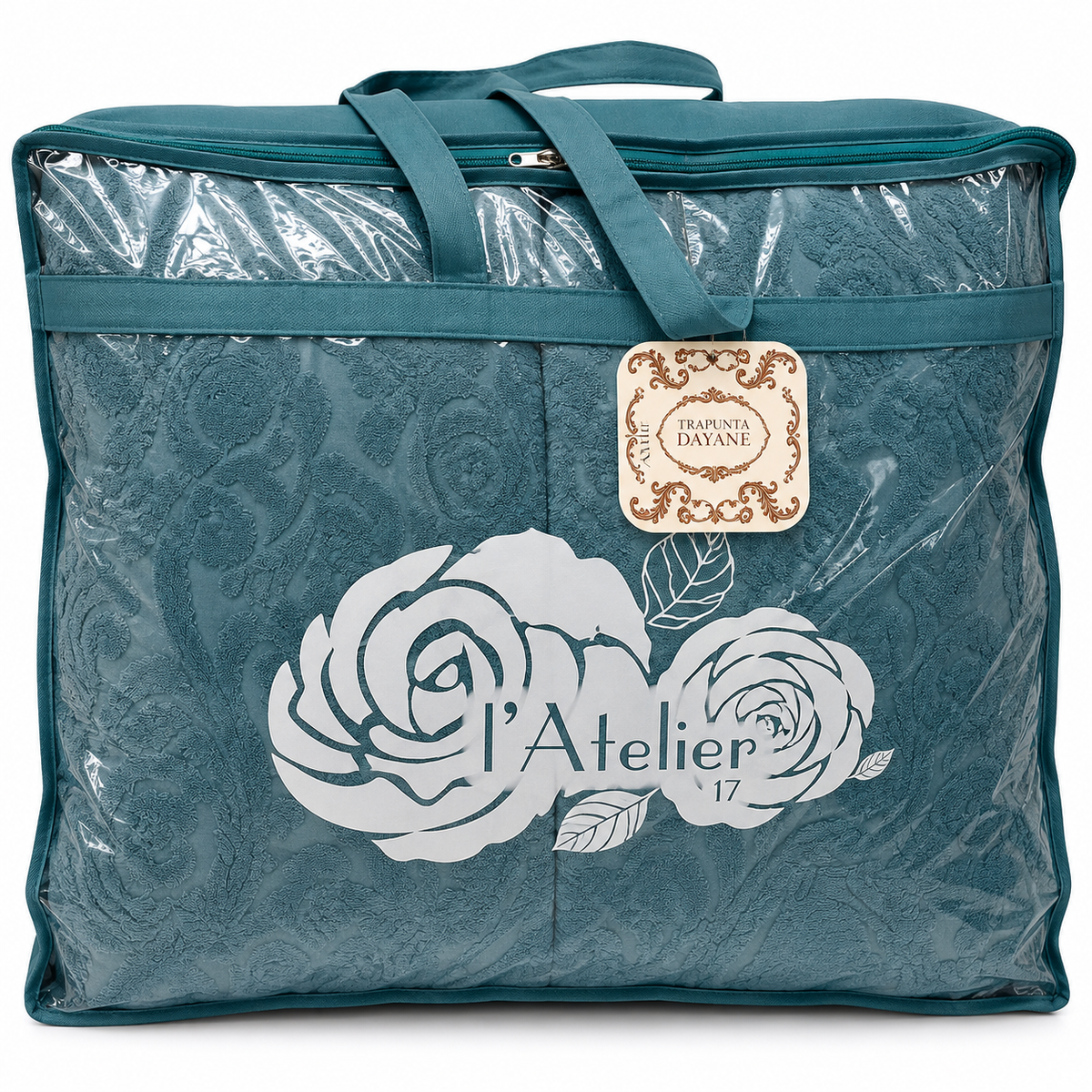 Trapunta Matrimoniale Dayane Effetto Velluto Jacquard 300 g/m² con Federe Coordinate - L'Atelier17