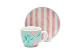 Set 6 Tazzine Caffè Primula Excélsa con Piattino in Porcellana 90 ml