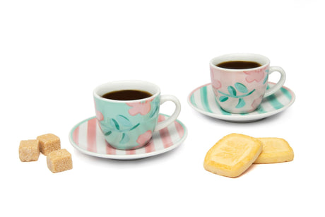 Set 6 Tazzine Caffè Primula Excélsa con Piattino in Porcellana 90 ml
