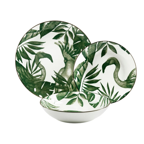 Servizio Piatti Jungle Chic Excélsa 18 Pezzi in Porcellana – 6 Coperti