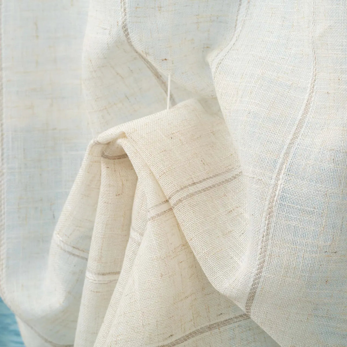 Coppia Tendine Effetto Lino Lione con Tunnel e Roll Up Centrale 60x150cm o 60x230cm - Linea Oro